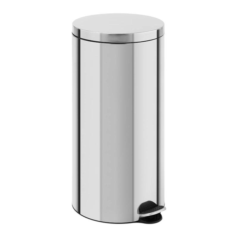 POUBELLE À PÉDALE EN ACIER INOX INOXYDABLE DE (30 LITRES, ACIER INOXYDABLE, FINI BRILLANT, PÉDALE AVEC REVÉTEMENT ANTIDÉRAPANT) 14_0004460_0