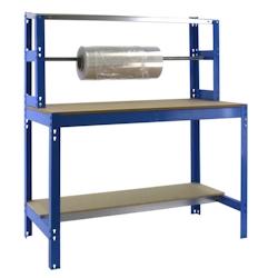 PROREGAL Table d'emballage BUFFALO | HxLxP 84x150x76cm | Capacité de charge 600kg | Bleu - bleu métal RS42-07_0