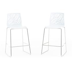 RATTATAN Lot de 2 tabourets de bar en polypropylène avec fibre de verre, pieds en métal, pour bar, restaurant ou cuisine, au design élégant – Da_0
