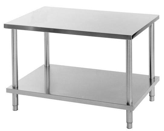 Table de travail en acier inoxydable Aisi 304 - plan de travail avec bords pincés et pieds réglables_0