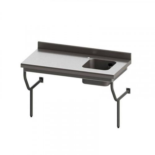 TABLE DU CHEF SEMI-SUSPENDUE EN INOX 700 X 1600 MM - CUVE À DROITE