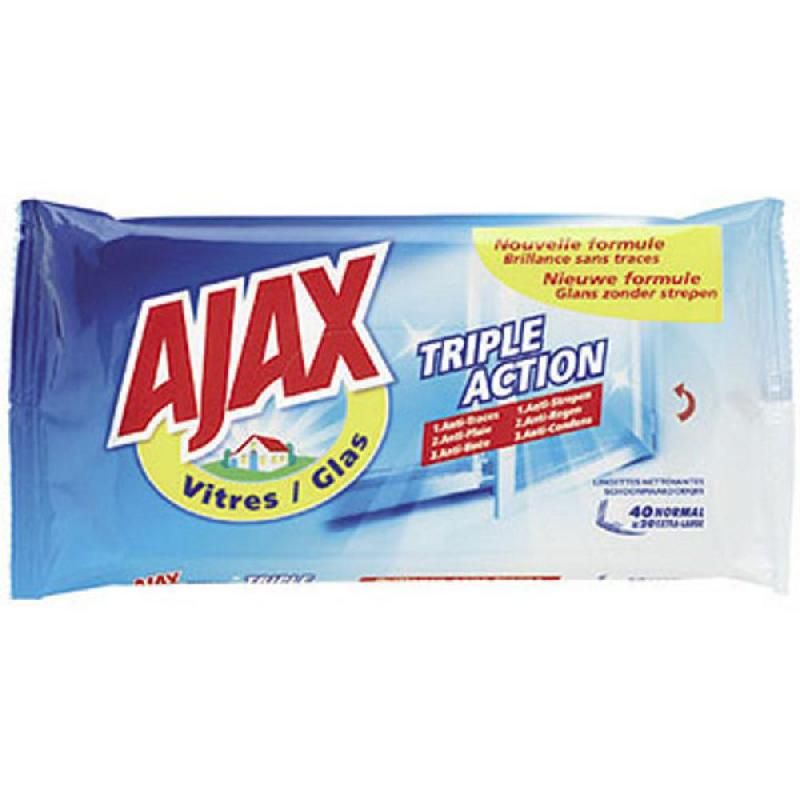 AJAX SACHET DE 20 LINGETTES AJAX VITRES