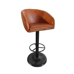 Anticline Créations Fauteuil de bar assise cuir cognac - L52 x H102 Assise H73 - marron cuir CS1078_0