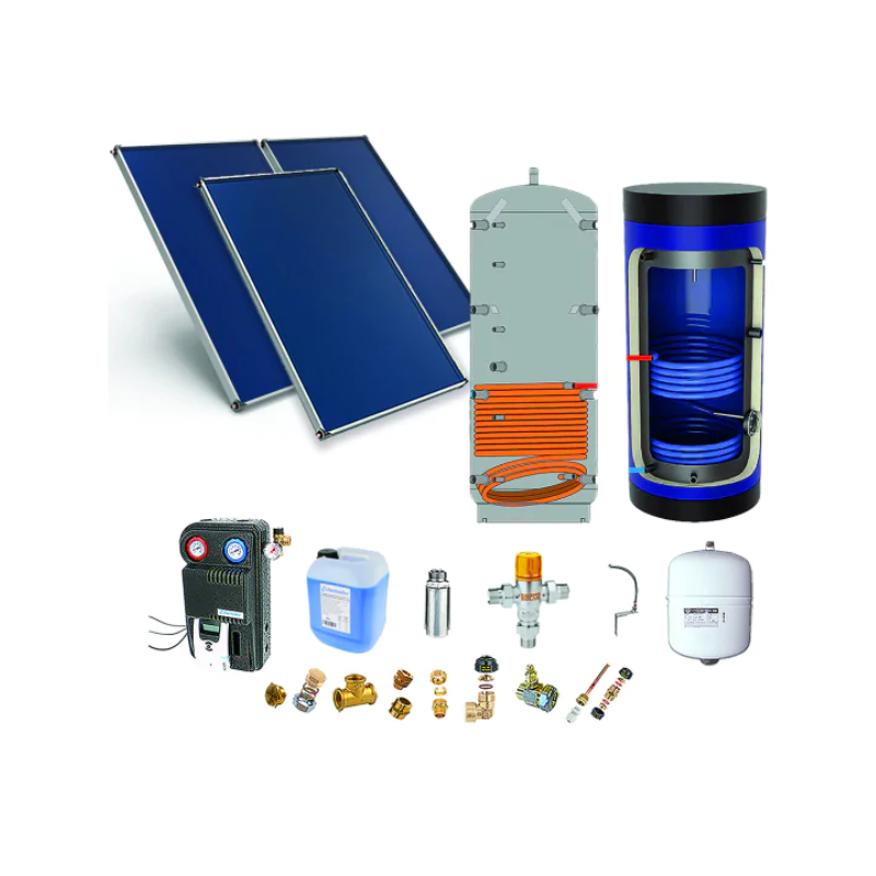Astrea Pack F - SSC toiture inclinée 3 capteurs solaires, double ballon : chauffage 200L + sanitaire 300L - Thermador - PSOL2BCHECS323M_0