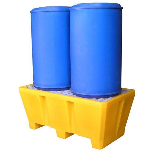 Bac de rétention longitudinal 270L en plastique - caillebotis acier galvanisé - charge 750kg_0