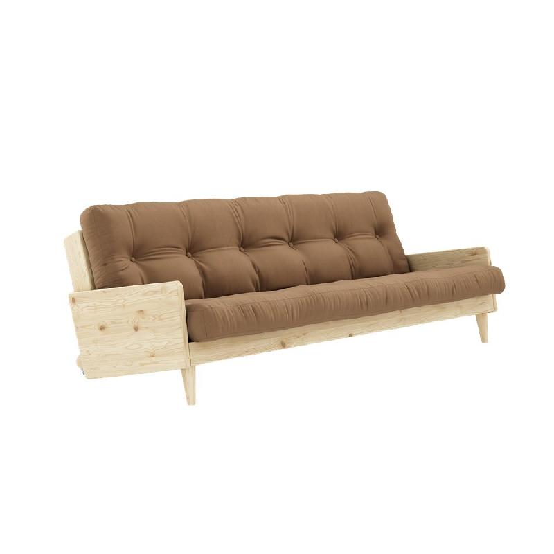 CANAPÉ 3 PLACES CONVERTIBLE INDIE STYLE SCANDINAVE FUTON TAUPE COUCHAGE 130*190 CM._0