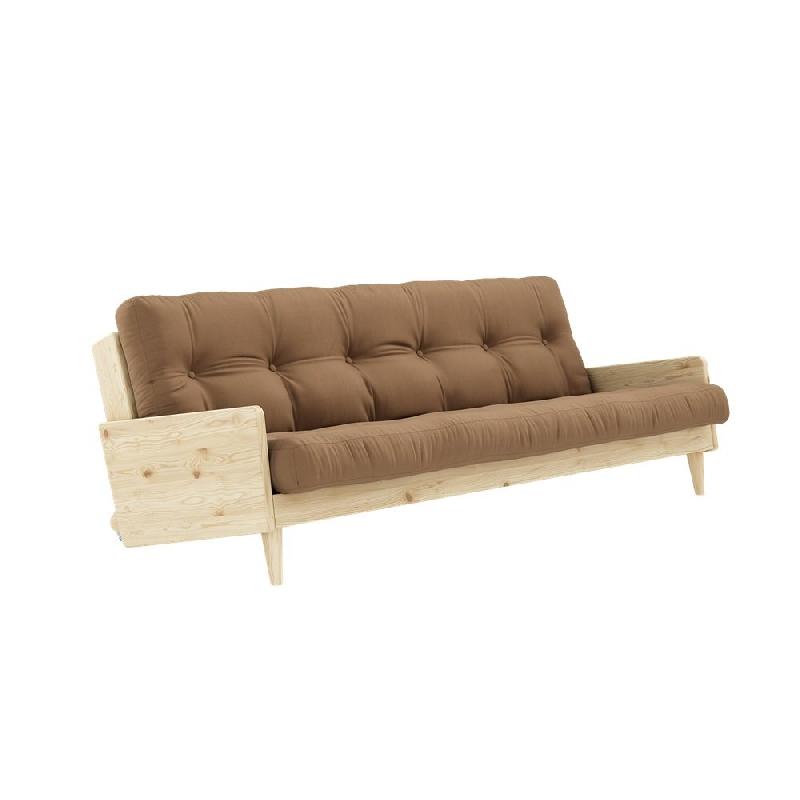 Canapé 3 places convertible Indie - Style scandinave - Futon taupe - Couchage 130x190 cm - Karup_0