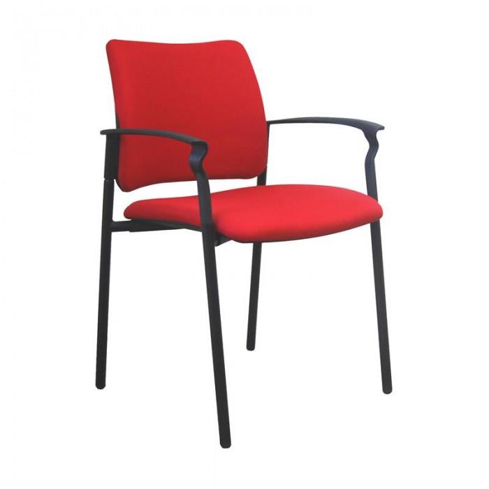 Chaise pogo avec accoudoirs et dossier tapissé rouge_0