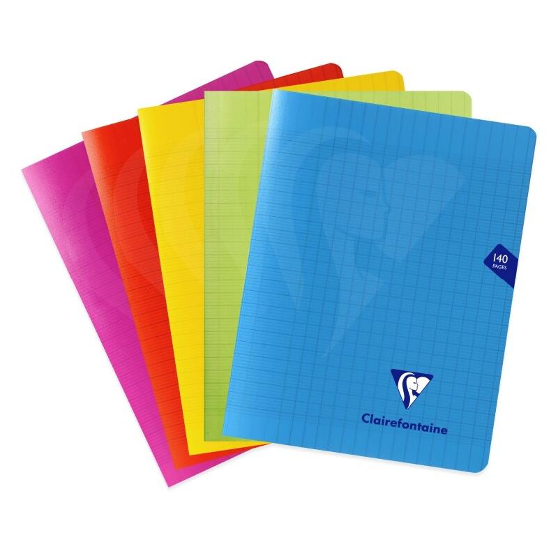 Clairefontaine Lot de 5 Cahier Mimesys 17x22, 140p./70 feuilles 90 g/m² piquées, coloris assortis (5), Séyès - 3329683037811_0