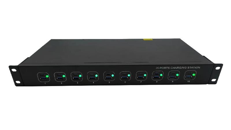 Concentrateur de charge 20 ports USB-A et USB-C 45W par port - 1U Rackmount - Bravour®_0