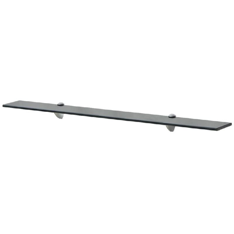 Étagère murale design en verre trempé noir 90 x 10 cm - 8 mm d'épaisseur avec supports en alliage de zinc_0