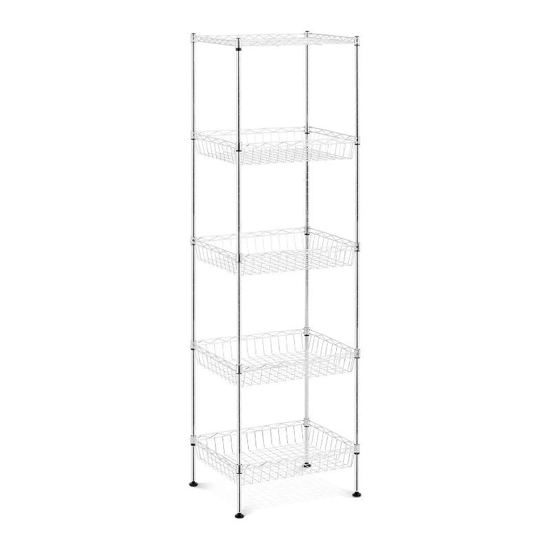 Étagère métallique 45 x 34 x 151 cm - 100 kg - autoportante - 5 paniers en métal - étagère de rangement robuste 14_0005196_0