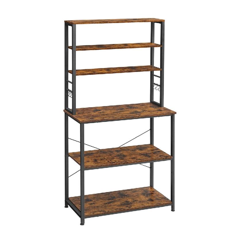 Helloshop26 - Étagère de cuisine avec étagères de rangement 6 crochets cadre en métal pour ustensiles four à micro-ondes style 12_0005643 - 3000_0