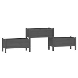 Helloshop26 - Jardinière bac lit surélevé plantes fleurs terrasse jardin 245,5 x 44 x 75 cm bois massif de pin gris 02_0037477 - 3000217776924_0