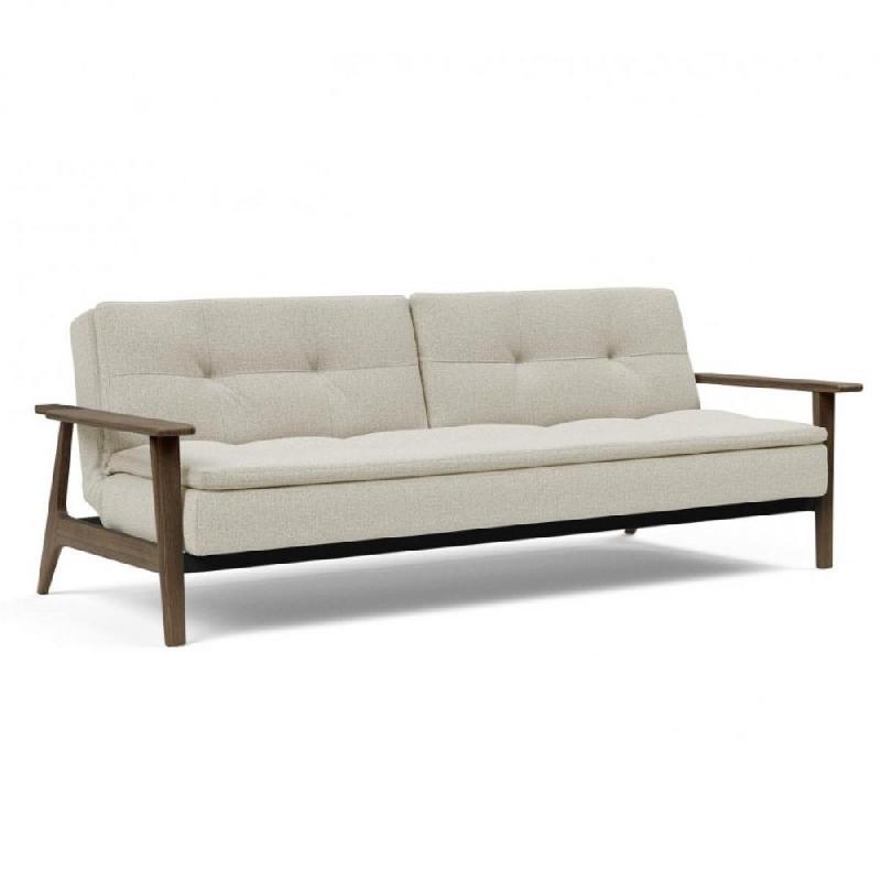 INNOVATION LIVING - Canapé lit design DUBLEXO Frej tissu Mixed Dance Natural - Convertible 115x210 cm avec accoudoirs laqués noirs_0