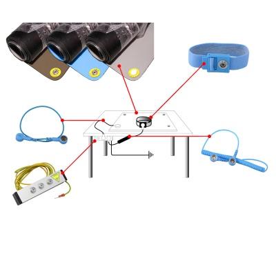 Kit antistatique pour table - tapis bicouches couleur 1,20 x 0,65m - bornier de terre 3 prises et accessoires_0