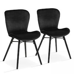 Oviala Business Lot de 2 chaises en velours noir - noir 108778_0