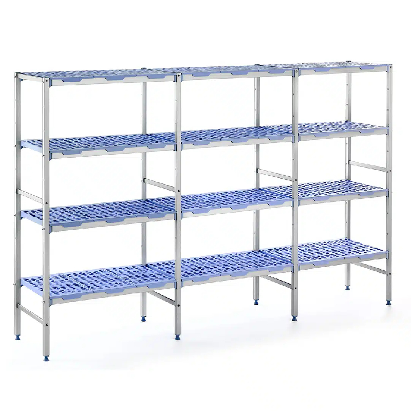 Rayonnage monté en ligne clayettes polypropylène 5 niveaux P 560 x  H 1750 mm (Longueur hors tout (Longueur utile) spéciale pour rayonnage, mm: 3572 (_0