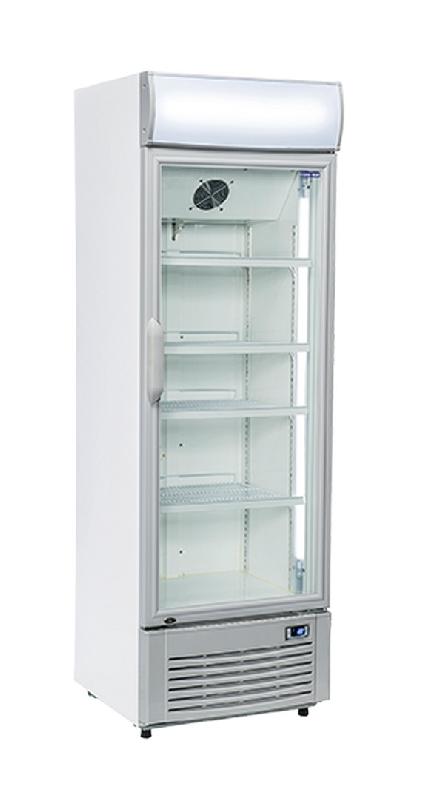 Réfrigérateur blanc pour boissons 1 porte vitrée + panneau publicitaire 350l - DC 350C - CH_0
