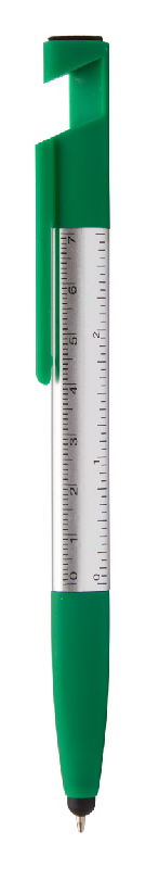 Stylo à bille stylet 5 en 1 - support téléphone, règle, nettoyant écran et tournevis - encre bleue_0