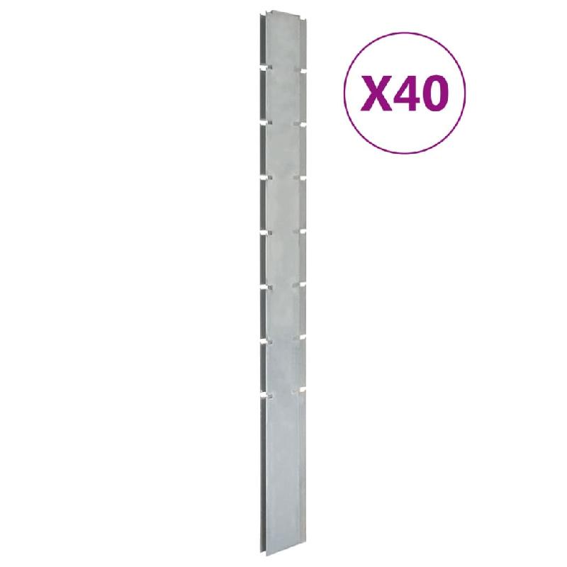 Vidaxl poteaux de clôture 40 pcs argenté 200 cm acier galvanisé 3196222_0