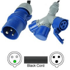 Cordon d'alimentation électrique 316P6 / x3 316C6 - 1.5m - 16A/250V - Connecteur bleu - Corde noire_0