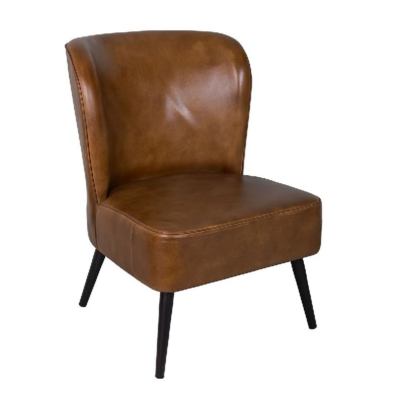 ANTIC LINE CREATIONS Fauteuil Lounge déco cuir cognac - marron cuir CS1638_0