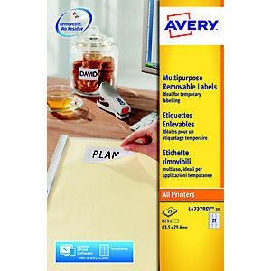 Avery L4737REV Etiquettes enlevables blanches 63,5 x 29,6 mm - 675 étiquettes_0