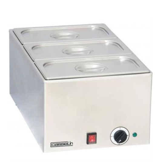 Bain-marie professionnel électrique - 3 bacs GN 1/3 - Acier inoxydable - Thermostat réglable 0°C à 90°C_0