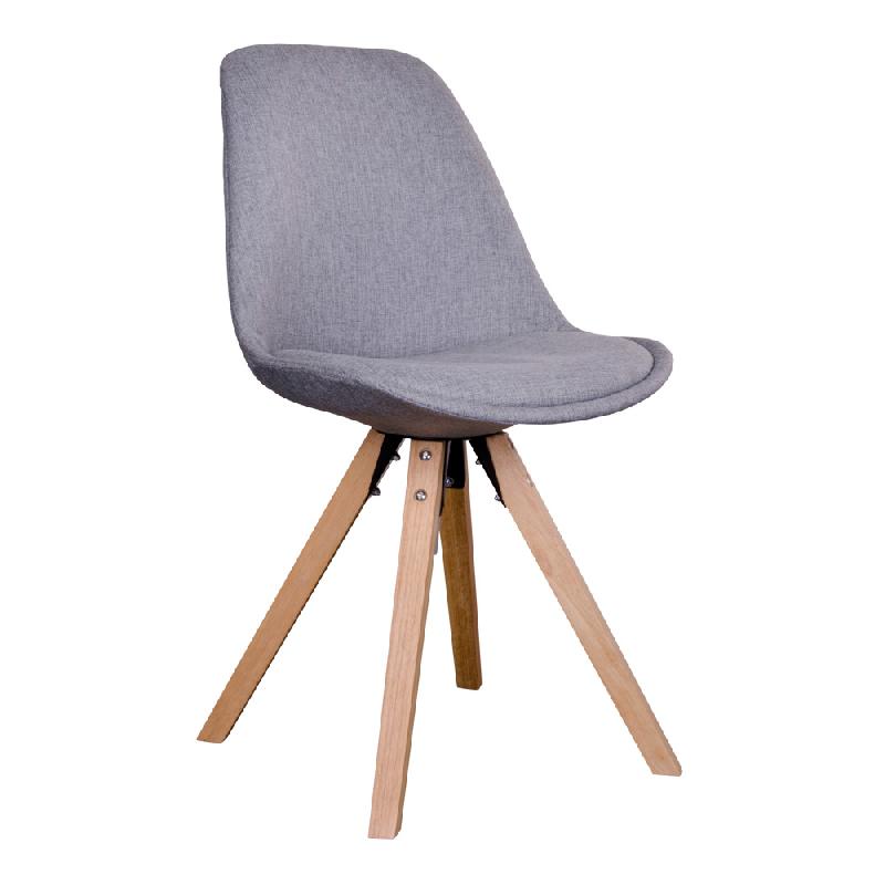 Chaise de repas scandinave BERGEN - tissu gris - design élégant avec piétement en bois_0