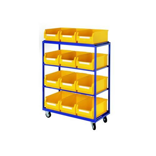 Dessertes pour bacs à bec. H1315xl1015xp485mm. Tablettes droites. Avec 12 bacs._0