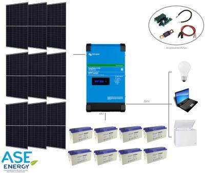 Kit solaire autonome 3000W 48V-230V EasySolar - 9 panneaux 340W - 8 batteries GEL 200Ah - Onduleur hybride Effekta_0