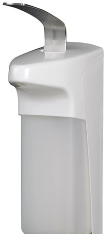 Distributeur de savon et désinfectant LCP - 500 ml ou 1000 ml - Corps plastique blanc et levier inox_0