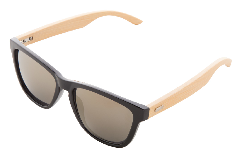 Lunettes de soleil en plastique - branches en bambou - verres métalliques - protection UV 400_0