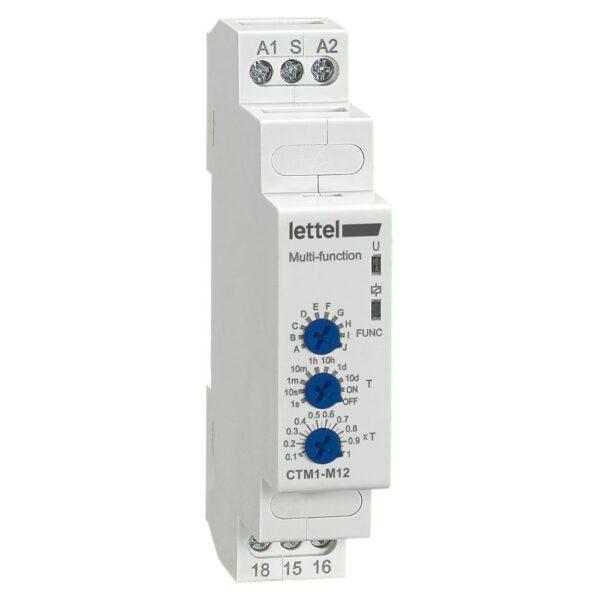 Minuterie multifonctions 12-230V 2 relais 16A. Montage rail-din largeur 18mm. - LETTEL - CTM1-M22_0