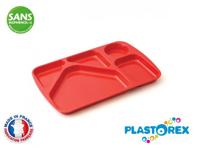 PLATEAU A 5 COMPARTIMENTS MELAMINE ROUGE