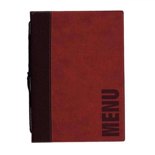 PORTE-MENU EN CUIR SYNTHÉTIQUE DOUX SECURIT - FORMAT A4 ROUGE FONCÉ