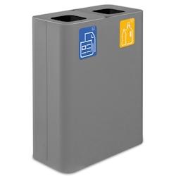 Stil Casa PURE système de collecte des déchets, acier peint, 60x30xh. 80 cm, 120 litres avec deux compartiments de 60 litres chacun, gris. - gris ac_0