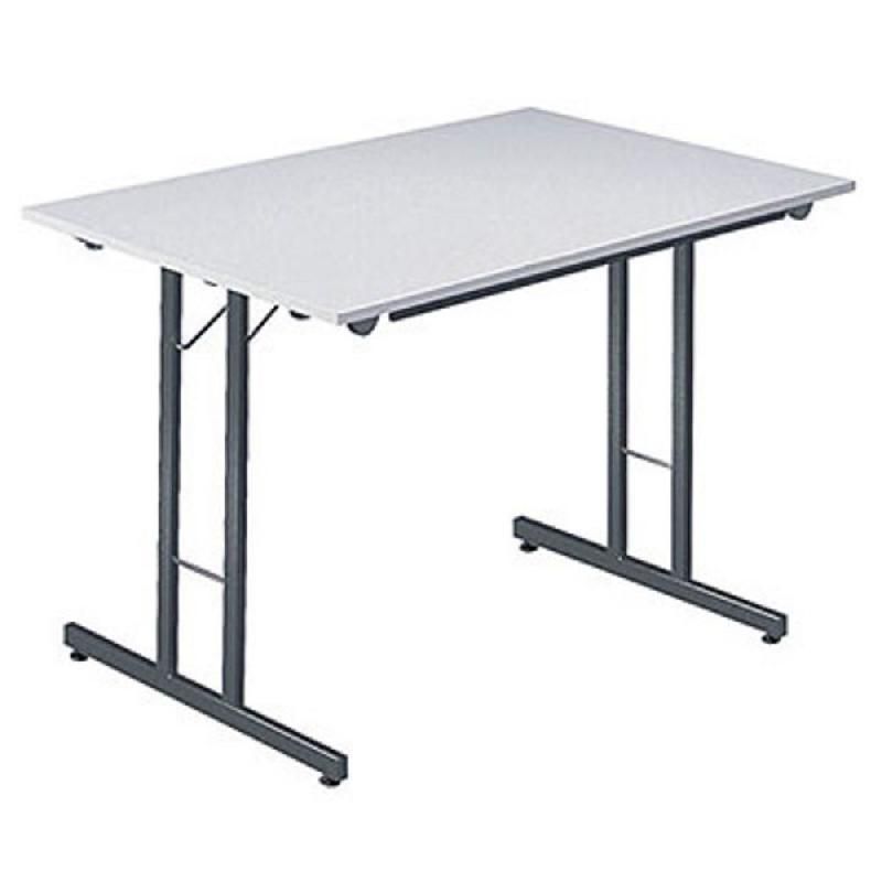 TABLE PLIANTE MULTIPLES USAGES RECTANGLE - L. 120 X P. 80 CM - PLATEAU GRIS/GRIS - PIEDS GRIS
