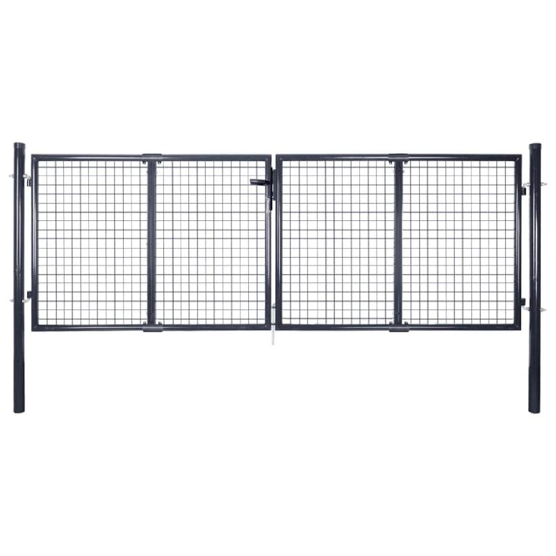 Vidaxl portail en maille acier galvanisé 289x100 cm gris 143363_0