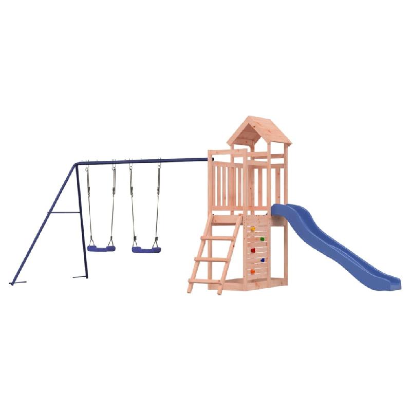 Aire de jeux d'extérieur en bois massif de Douglas - Escalade, balançoires, toboggan, portiques - Dimensions 505 x 186 x 214 cm - Réf. 02_0004723_0