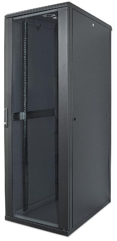 Baie de brassage 19 pouces avec porte vitrée - 32U - 800 (P) x 600 (L) x 1588 (H) - flatpack - noir - Bravour®_0