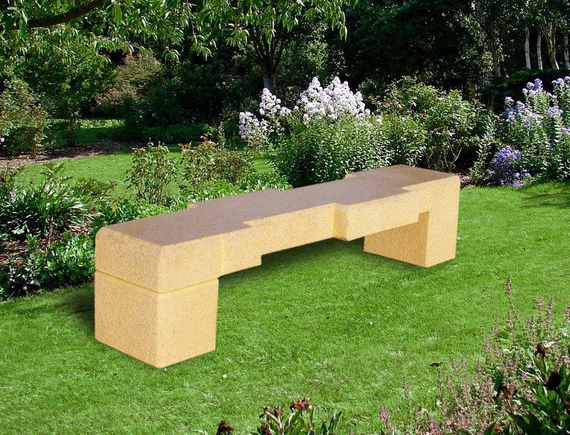 Banquettes anti-skate board en pierre reconstituée - Assise polie - Pieds monobloc bouchardés - Dimensions 220x50x45 cm - Poids 450 kg_0