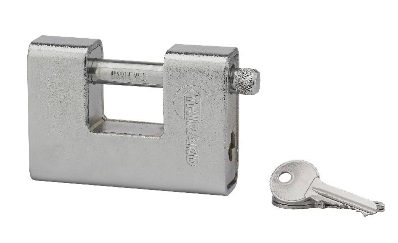 Cadenas à clé Land blindé 90 mm - haute sûreté en acier monobloc avec blindage cémenté_0