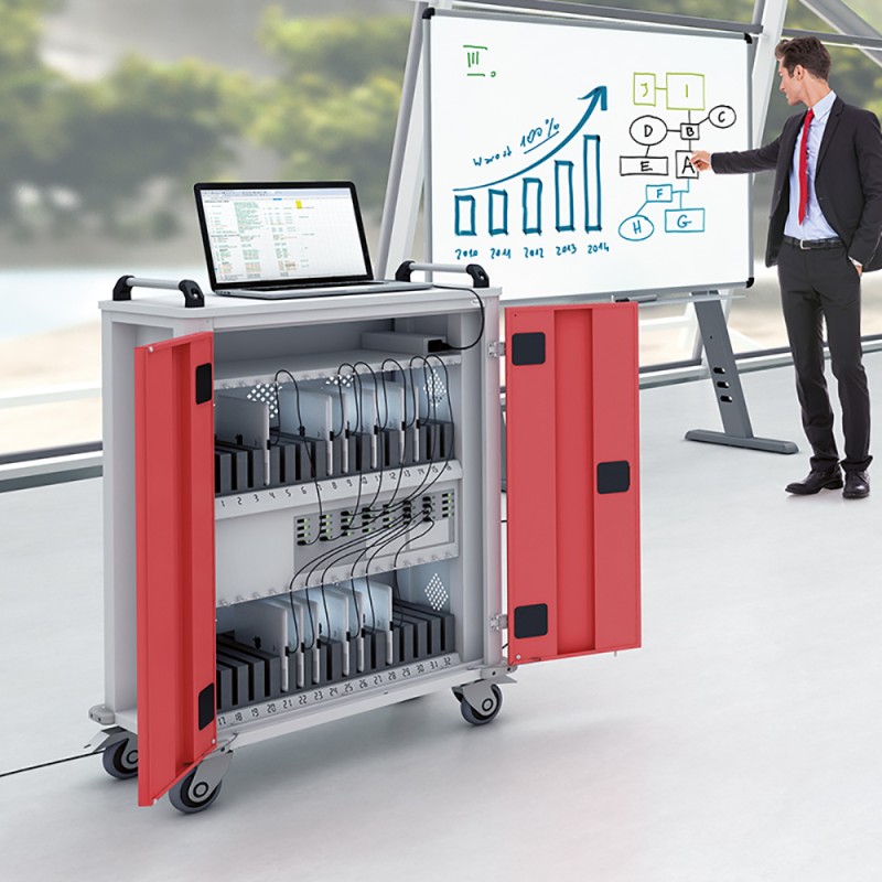 Chariot pour tablettes - Recharge, stockage et déplacement sécurisé pour établissements scolaires, bibliothèques, médiathèques et salles de conférences_0