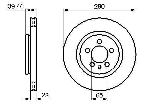 Disque de frein Bosch 0986479156 - ventilé - boîte de 2 disques - 5 trous - épaisseur 22 mm_0