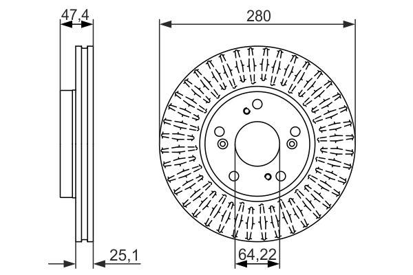 Disque de frein Bosch 0986479625 - boîte de 2 disques ventilés - côté avant_0