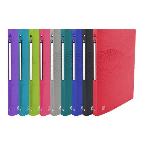 LOT DE 20 - CLASSEUR OXFORD OSMOSE A4 DOS 20MM 4 ANNEAUX RONDS COUVERTURE POLYPRO COLORIS ASSORTIS