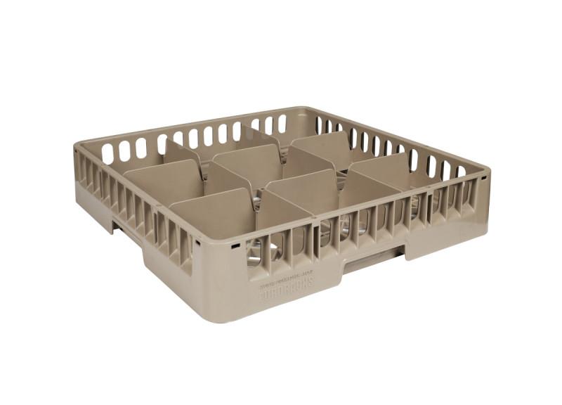 Panier lave-vaisselle à verres économique - compartimenté - 500x500 mm - en polypropylène - 9 à 49 espacements_0