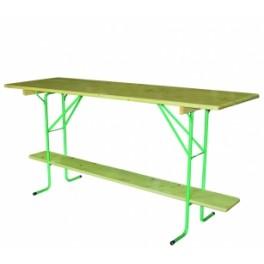 Table comptoir féria - pliante et empilable - plateau en pin massif - pieds repliables en acier tubulaire_0